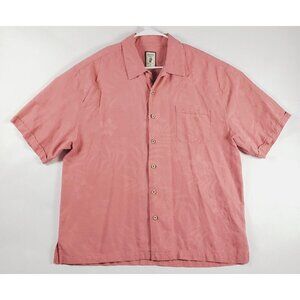 Jamaica Jaxx Shirt Mens XL Pink Silk Hawaiian Short Sleeve Regular Fit